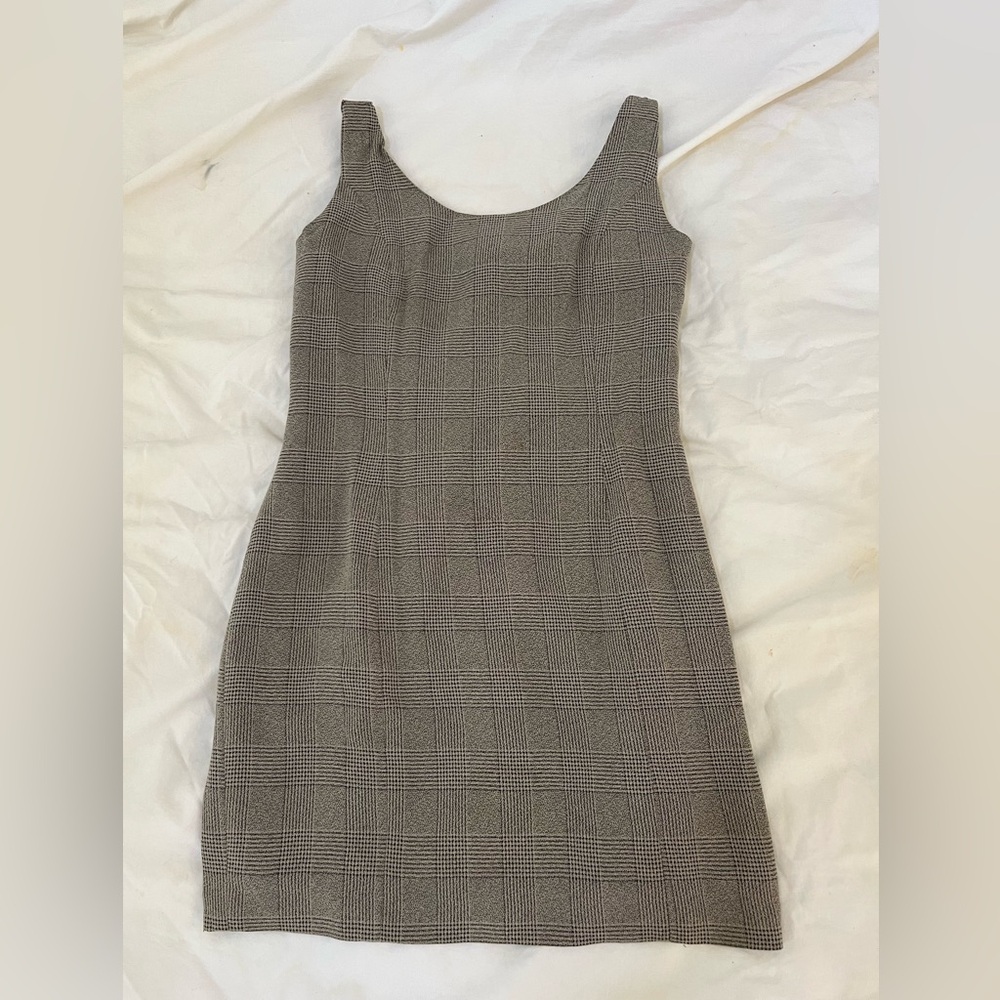 Taupe Checkered Mini Dress